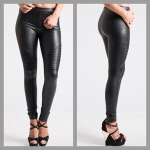 Moto Faux Leather Black Leggings
